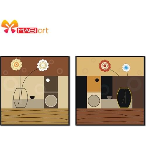 Cross stitch kits Embroidery needlework sets 11CT water soluble canvas patterns 14CT Geometric Style flower vase-NCMC005