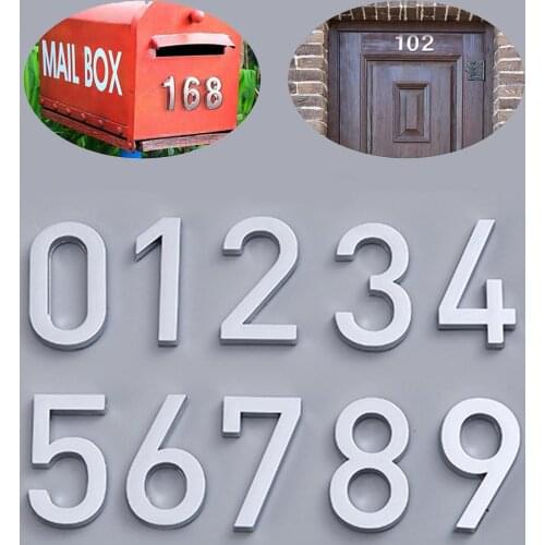 Silver Door Plate Number Sticker Self Adhesive House Room Number Sign Apartment Hotel Office Address Door Plate Mailbox Numbers