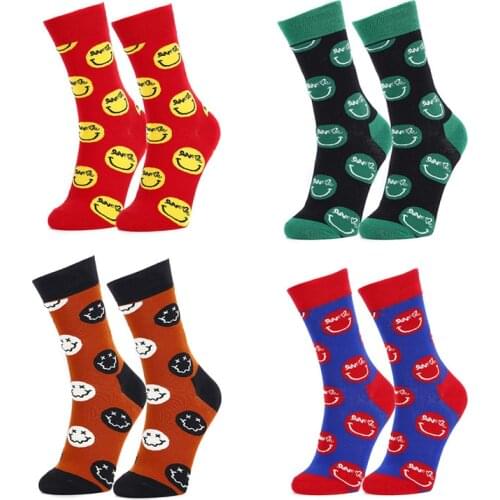 New Harajuku Fashion Smiling Face Men and Women Socks Cotton HipHop Skateboard Funny Happy Sockings