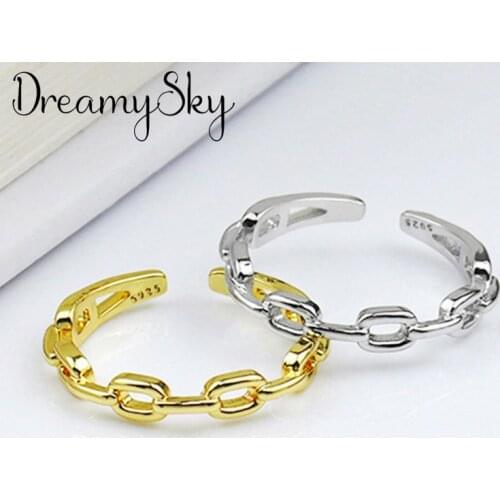 New Trendy Personality Punk Link Chains Rings For Women Lady Resizable Size Rings Party Jewelry Charm Gifts 2021