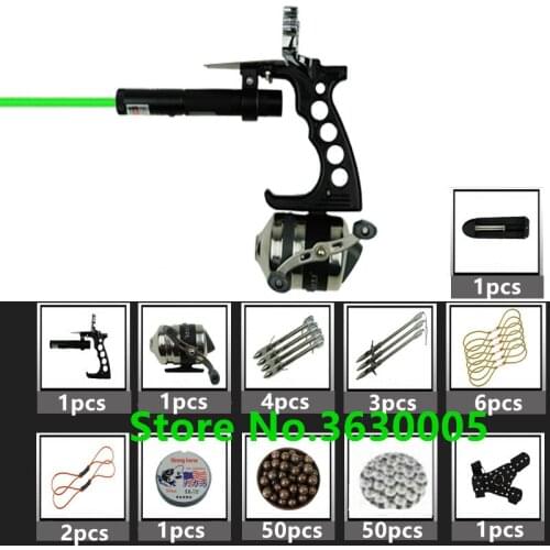New Fishing Set Slingshot Hunting Catapult Suit Outdoor Shooting Fishing Reel + Darts Protective Gloves Laser Sling shot Tools