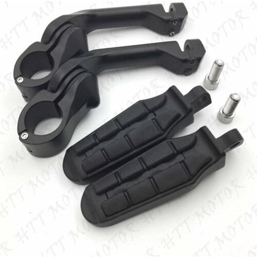Aftermarket free shipping motorcycle parts Black 5" Long Foot Peg Kit 1.25" Engine Guard For Honda Shadow 400 steed400