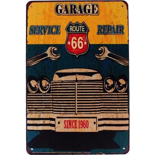 Route 66 Garage Vintage Metal Tin Signs Motorcycle Plaques Bar Pub Club Wall Stickers Garage Home Decor Plates 20*30cm N139
