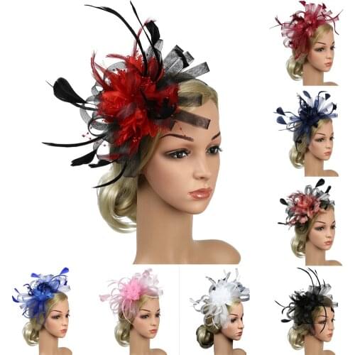 Fashion Feather Mesh Fascinator Hat Hair Clip Women Cocktail Wedding Party Bridal Hat Fascinator Ladies Dress Hair Headband