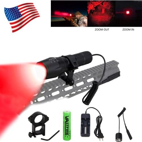 LED Tactical Gun light Zoomable 5000Lm GREEN/RED Q5 Weapon Flashlight Adjustable Focus 20mm Rail Airsoft Rifle Scope Mount 18650