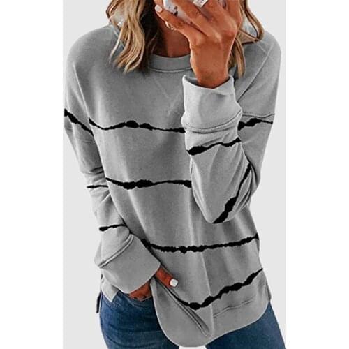2021 New Autumn Tops 5XL Large Size Women Tie Dye Stripe T Shirt Casual Long Sleeve Oversized Loose Tee Shirt Fashion Ladies Top