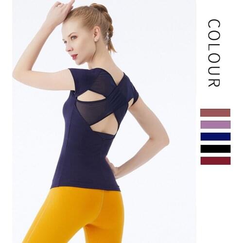 Women Running Shirts Sexy Exposed Navel Yoga T-shirts Solid Sports Quick Dry Fitness Gym Crop Tops Wear Femme Sportswear Workout