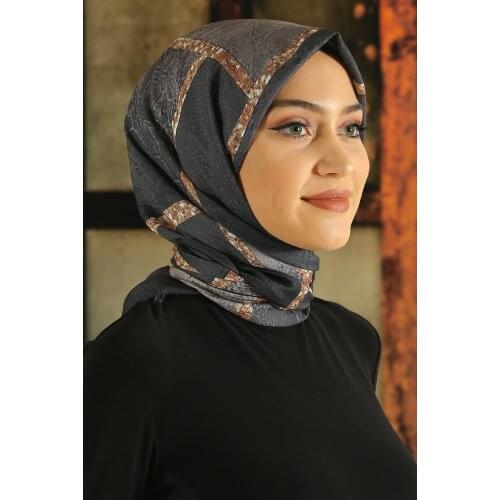 Womens Gray Print Cotton Scarf Silk scarf womens print hair neck square scarf office ladies shawl muslim