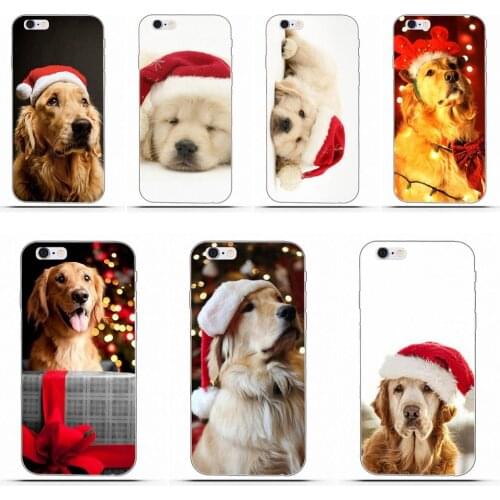Golden Retriever Dog With Christmas For Moto G G2 G3 For HTC Desire 530 626 628 630 816 820 One A9 M7 M8 M9 M10 E9 Plus U11