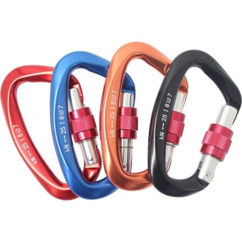 1Pc 25KN Mountaineering Caving Rock Climbing Carabiner D Shaped Safety Master Screw Lock Buckle Escalade Equipement