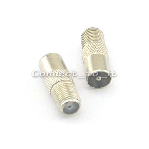 10 Pieces NickelPlated F Female to TV PAL Male Plug RF Coaxial Adapter Silver Tone Connector