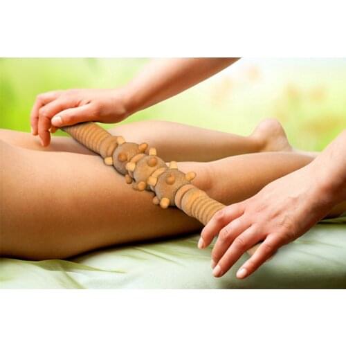 33cm Long Wooden Home Spa Muscle Roller Stick Cellulite Blaster Fascia Body Leg Relaxing Tool Self Massage Products