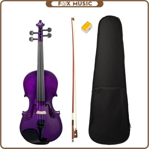 4/4 Purple Violin Student Violin +Bow +Bridge+Rosin+Case For Student & Beginner