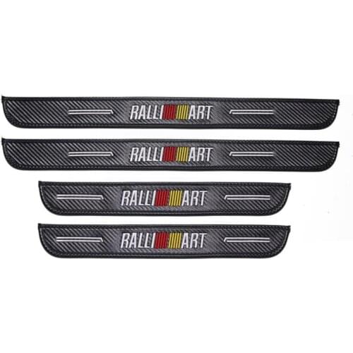 4PCS Car Door Sill Protector Stickers Carbon fiber Decorative for Mitsubishi RALLIART Lancer 10 evo Asx RACING AUTO Accessories