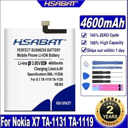 HSABAT HE363 HE362 4600mAh Battery for Nokia X7 TA-1131 TA-1119 for Nokia 8.1 TA-1119 TA-1128 Batteries
