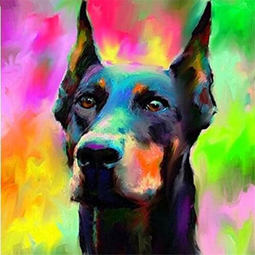 HUACAN 5D Diy Diamond Painting Animal Dog Cross Stitch Home Art Diamond Mosaic Doberman Decoration For Home