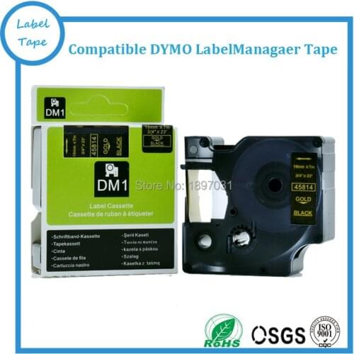 Free shipping 3 pcs/lot Original quality Dymo D1 tape 45814 Gold on Black for DYMO D1 label manager printers
