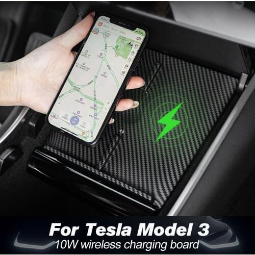 Model3 2017-2021 Wireless Charging For Tesla Model 3 Y USB Ports Fast Charger Dual Phone Carbon ABS Model Three Car Accessories
