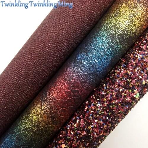 WINE Glitter Fabric, Metallic Snake Faux Fabric, Caviar Synthetic Leather Fabric Sheets For Bow A4 21x29CM Twinkling Ming XM795