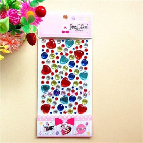 Glitter Heart Style Crystal Jewel Diamond Sticker DIY 3D Crystal Rhinestones Stickers Self Adhesive Sticker 1 Sheet