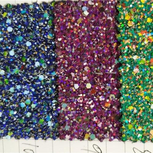 Big and small glitter fabric new fashion mix color glitter PVC leather (front expose glitter backing woven)