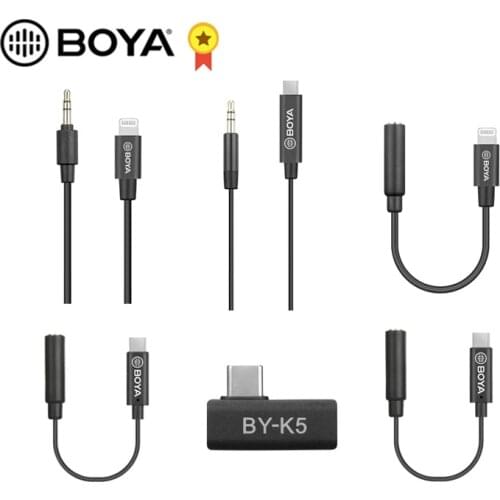 BOYA BY-K1 K2 K3 K4 K5 BY-K6 3.5mm TRS to Lightning/Typec Apple Android phone audio cable for microphone phone extension cable