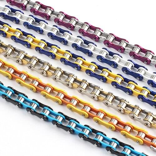 10mm Men Women Biker Bicycle Motorcycle Chain Bracelet Bangle Punk Rock Titanium Steel Bike Bracelet Bangle Jewelry Dropshipping