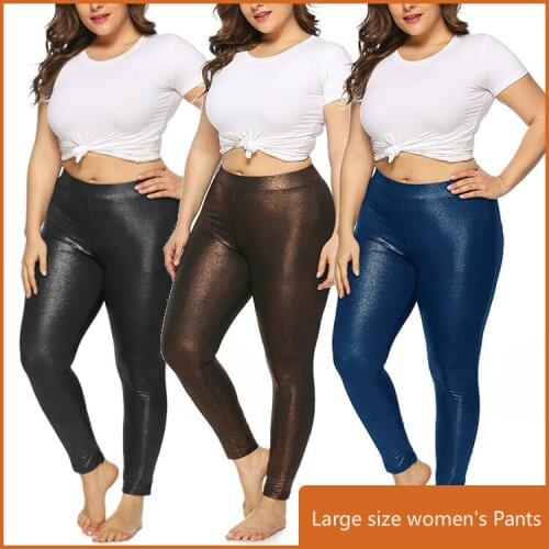 Large Size Woman Trousers Gold Glitter Pants Sexy Clubwear Tight Sportswear Casual Pants Shiny Compression Sweat Pants 4xl 5xl
