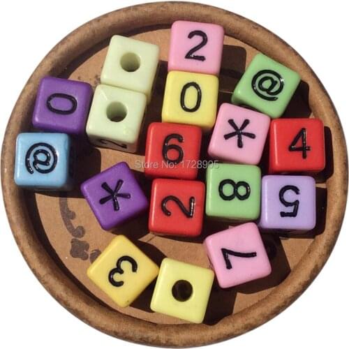 Number Beads for Jewelry making Acrylic Beads 10mm 530pcs Square Beads Loose Beads Cube Beads Colorful Beads for Kids DIY