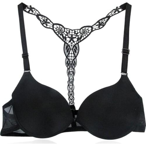 Push Up Bra Sexy Backless Bra Front Closure Racerback Brassiere Small Breast A B Cup Push Up Bras for Women 30 32 34 36