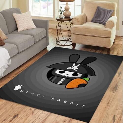 Black Rabbit Carprt Rug for Living Room Bedroom Decoration Home Non-slip Rugs Floor Mat Dropshipping