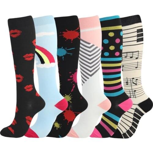 6 PAIRS per set Unisex Compression Stockings L XL Leg Support Stretch Varicose Vein Knee HIGH Socks