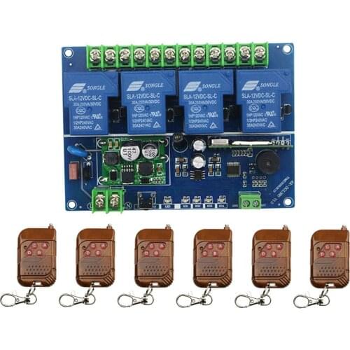 DC12V 24V 36V 48V 30A 4CH RF Wireless Remote Control Switch 6 transmitter & 1 receiver relay Receiver Smart Home Switch shutters