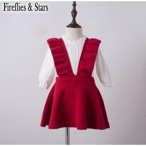 Spring Winter quality baby knitted skirt girls strap skirt kids fashion skirt children skirt vintage flying sleeve 3 to 9 yrs