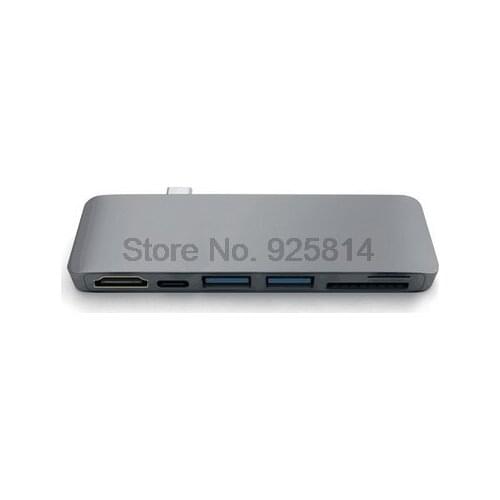 By dhl or ems 20pcs USB-C Aluminum 4K USB C Hub HDMI Type C Hub 3.0 Splitter Adapter TF Micro SD Card Reader for Macbook pro