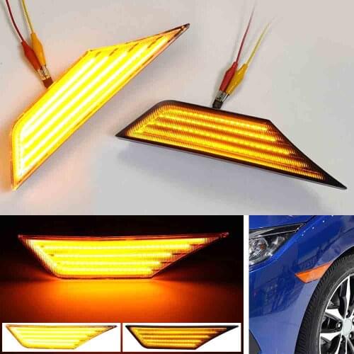 For Honda Civic 10th Gen Sedan/Coupe/Hatchback 2016 2017 2018 Dynamic Flowing LED Side Marker Light Turn Signal Light Blinker