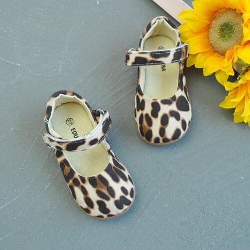 Baby Girl Shoes Leopard Print Cute Childrens Flats Cow Muscle Non-Slip Hook Loop Kindergarten Princess Casual Shoes 2021Fashion