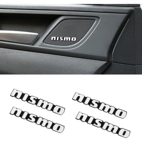 For Nissan Nismo X-trail Almera Qashqai Tiida Accessories 3D aluminum speaker stereo speaker badge emblem Sticker 4pcs