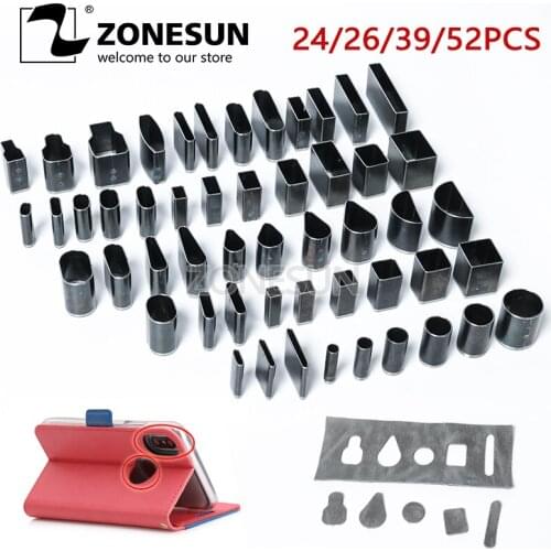 ZONESUN 52pc High-Carbon Steel Round Hole Puncher DIY Handmad Belt Punching Tool leather Hollow Drilling For Phone Camera