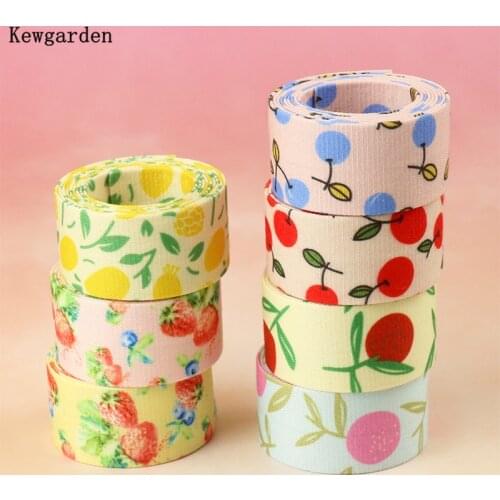 Kewgarden DIY Hair Bow Sewing Accessories Handmade Tape Print Fruit Pattern Cloth Fabric Ribbon 1" 25mm 3/8" 10mm 10 Meters