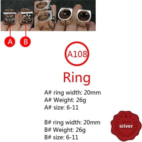 A108 S925 sterling silver ring jewelry personality trend simple cross anchor fashion popular hip-hop style gifts for lovers