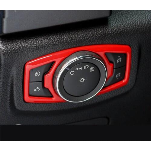 Red Silver ABS Headlight Button Air Outlet Frame For Ford Raptor F150 2016 17 2018 AAA043