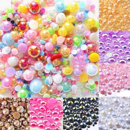 LF 500Pcs 2-10mm Mixed AB Haft Round Pearl Decoration Craft Flatback Cabochon Embellishments For Scrapbooking Diy Accessories