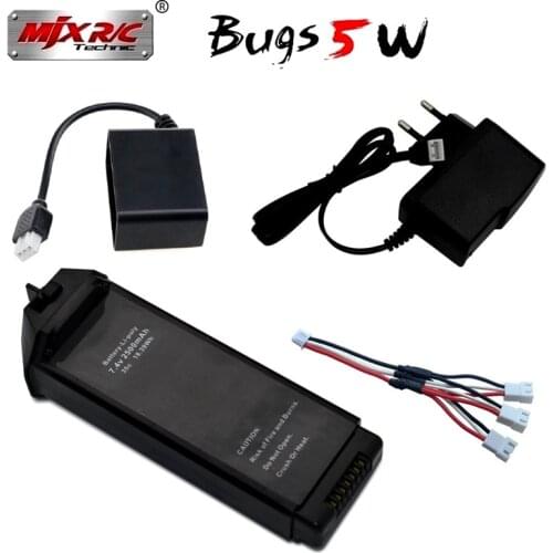 One Set 7.4V 2500mAH LiPo Battery 35C and Charger For MJX R/C Bugs 5W B5W X5 RC Quadcopter Helicopter Spare Parts Drone