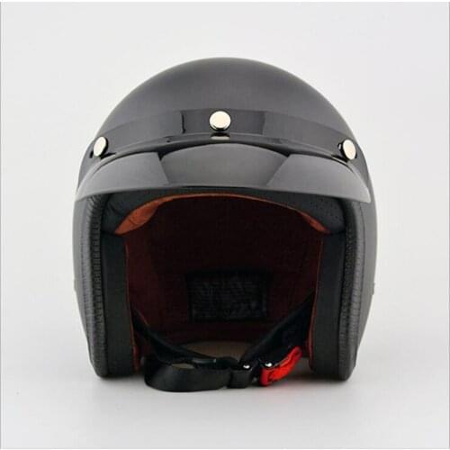Military Style Pilot Retro Half Helmet Motorcycle Men Women Leather Vintage 3/4 Open Face Helmet Scooter Bike Moto