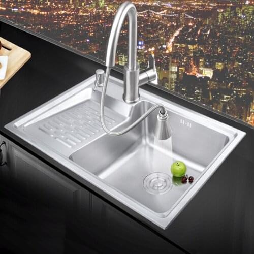 Stainless steel sink with washboard sink integrated washing machine balcony single trough basin super large washing basin