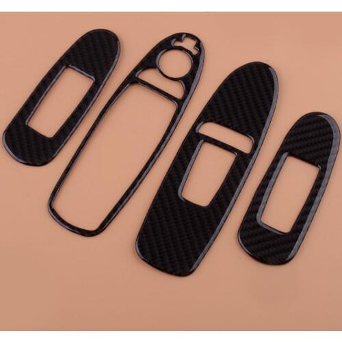 4Pcs Carbon Fiber Car Window Switch Panel Cover Trim Sticker fit for Infiniti Q50 2014-2019