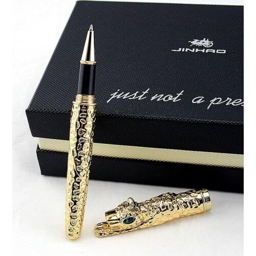 New Jinhao Cheetah Full Metal Golden Rollerball Pen Luxurious Exquisite Advanced Writing Gift Pen for Business Graduate Office