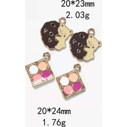 New Dripping Oil Cartoon Bear Squirrel Coconut Tree Alloy DIY Jewelry Accessories Rubber Band Earring Bracelet Pendant Wholesale