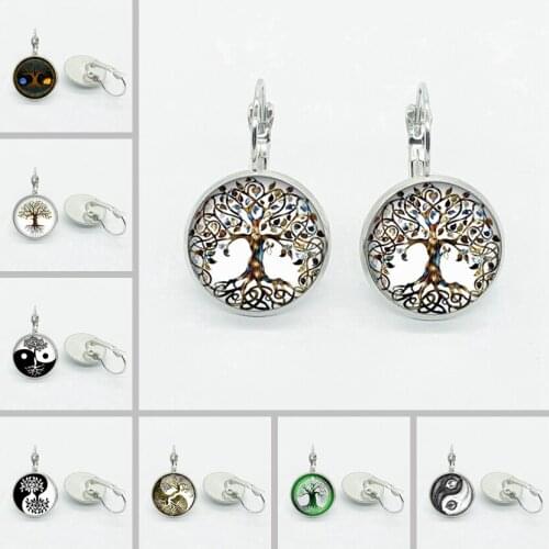 New Yin Yang Tai Chi Tree of Life Earrings Round Glass High-end Earrings Womens Best Gift